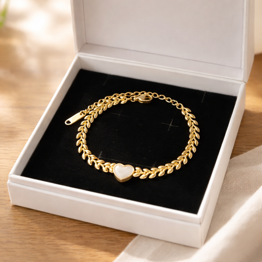 Chain Link Shell Heart Bracelet