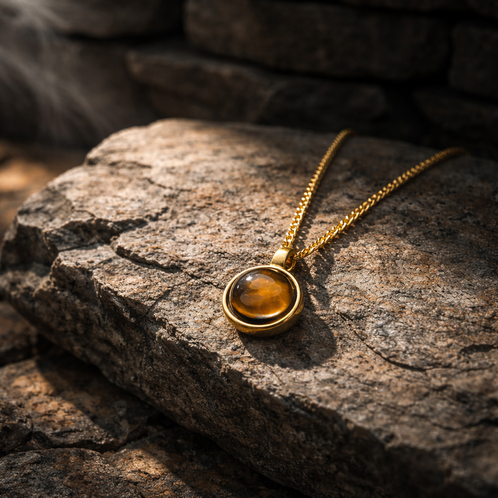 Large Tiger's Eye Pendant Necklace