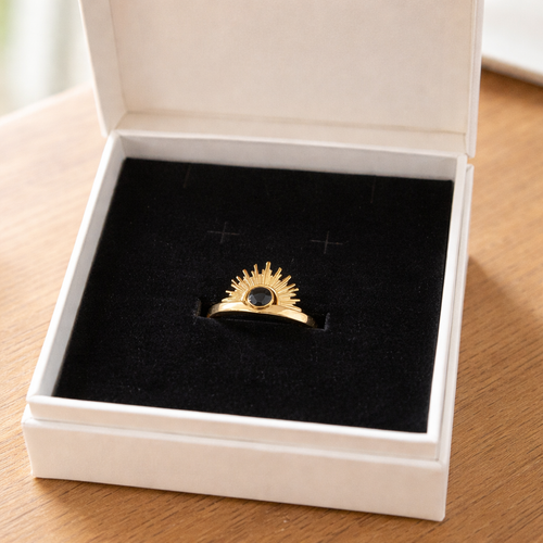 Gold Eclipse Sunburst Stacking Ring