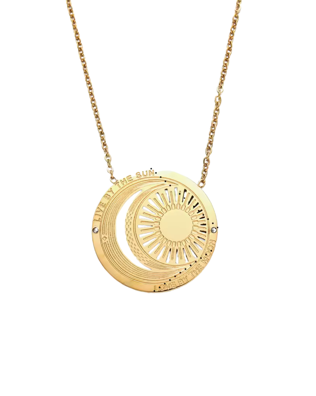 Sun and Moon Engraved Pendant Necklace