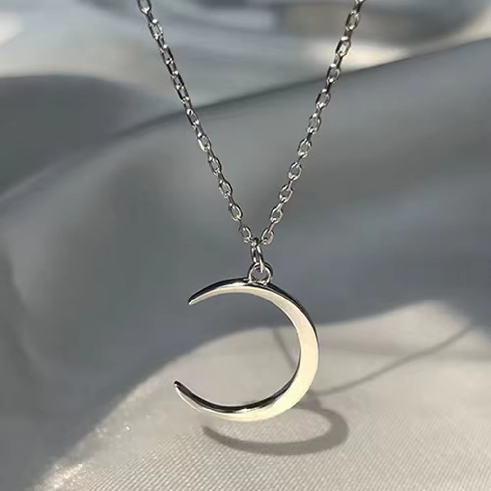 Crescent Moon Silver Necklace