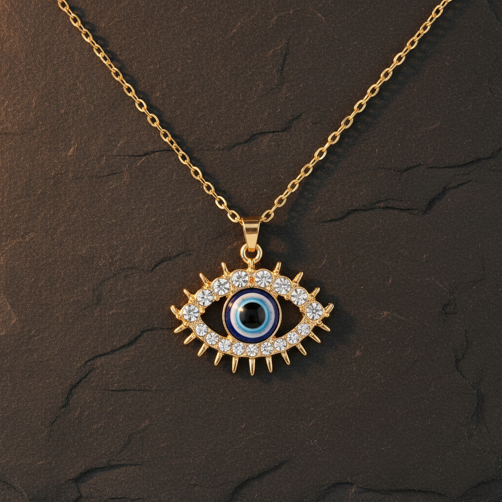 Evil Eye Necklace Natural Stone Background