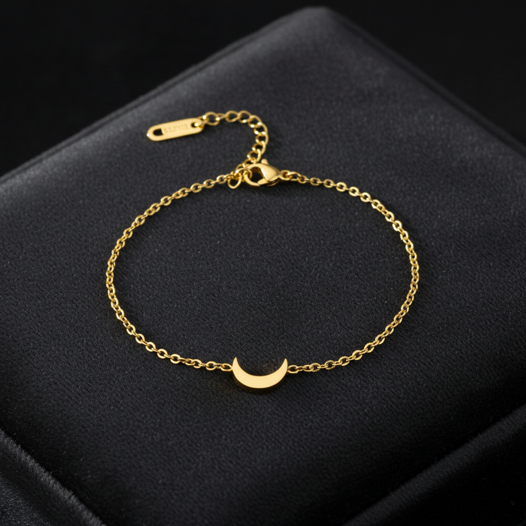 Gold Crescent Moon Bracelet Luxury Background