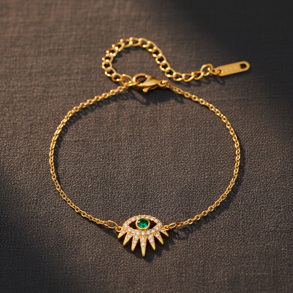 Gold Evil Eye Bracelet Natural Background