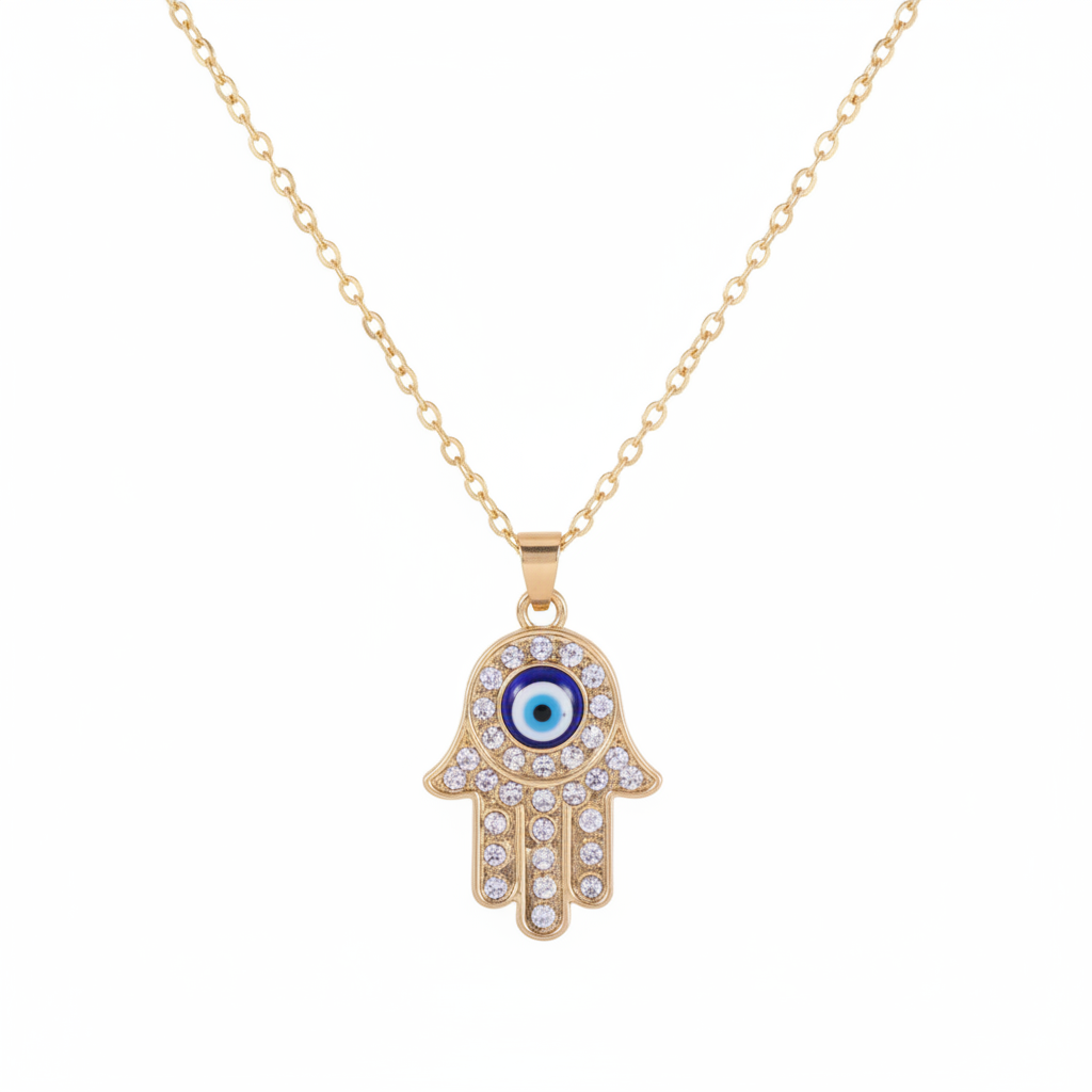 Hamsa Hand Protection Large Pendant Necklace