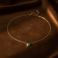 Turquoise Heart Necklace Dark Golden Background